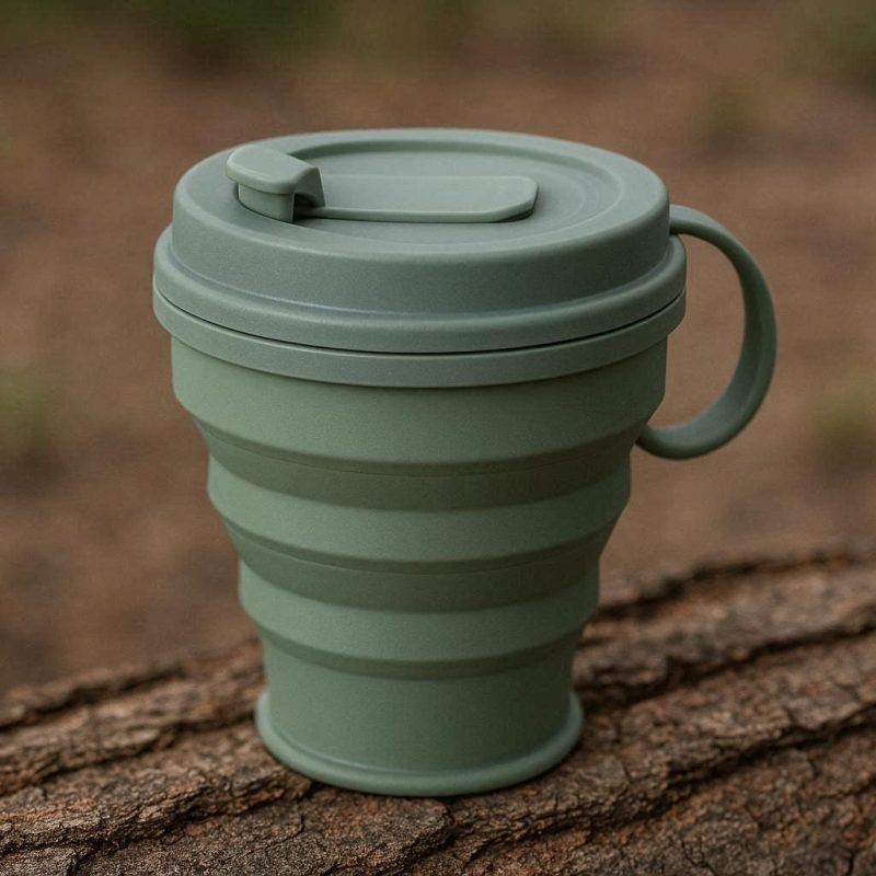 Collapsible Silicone Travel Cup With Leakproof Lid Portable Expanding Drinking Mug For Outdoor Camping Hiking Packing