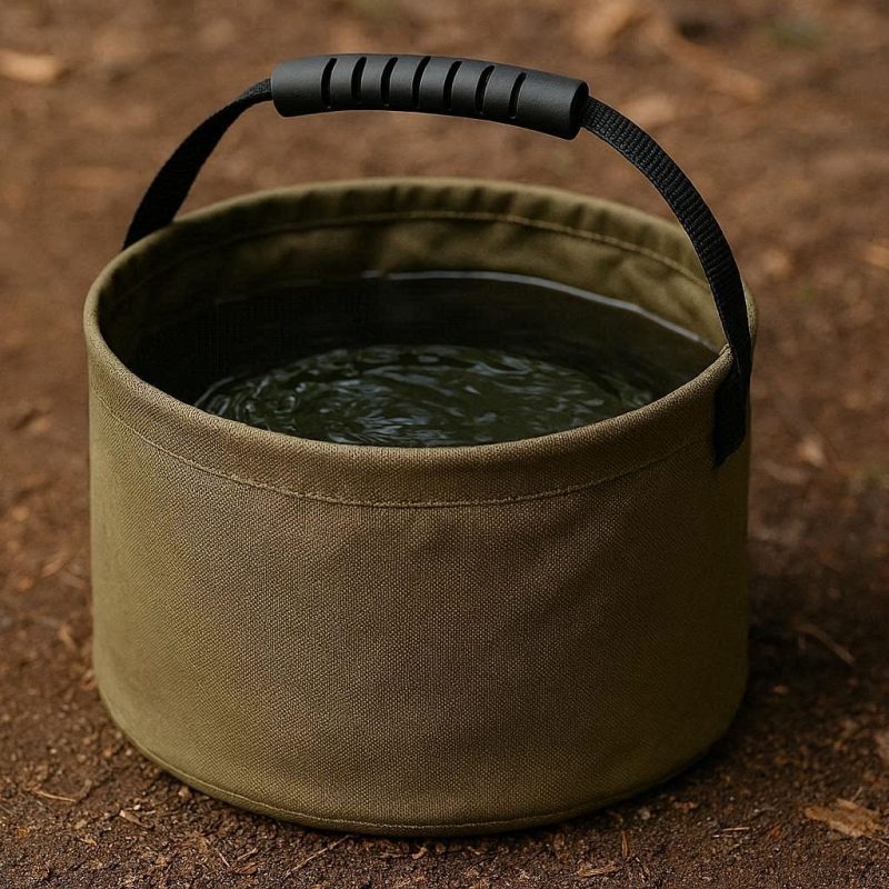 12 Portable Folding Canvas Water Bucket Leakproof Expandable Camping Basin With Comfort Grip Handle For Wilderness Backpacking
