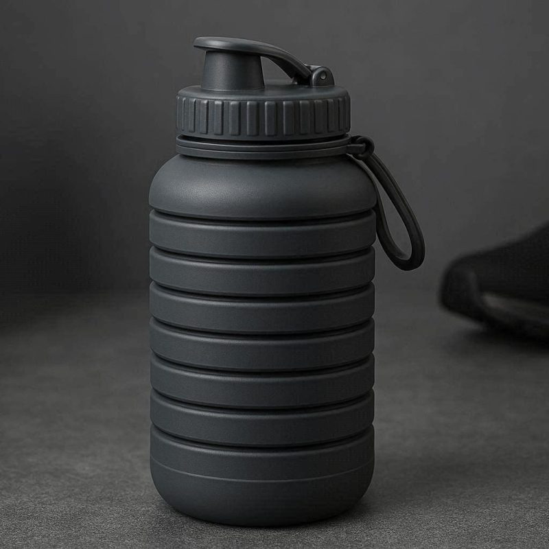 Collapsible Silicone Sports Water Bottle Large Capacity Leakproof Expandable Drinking Flask For Gym Running Fitness