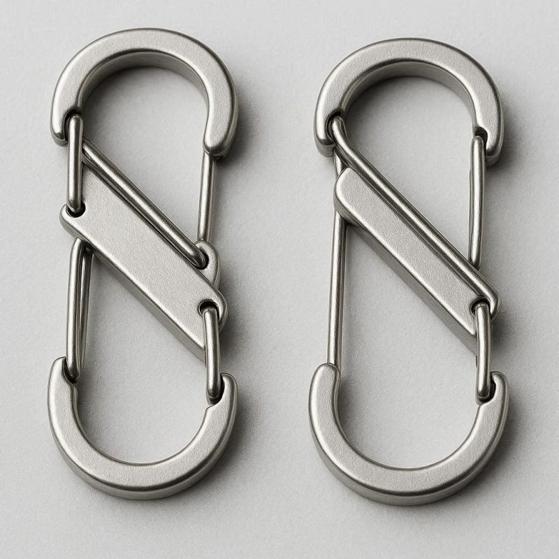 S Shaped Stainless Steel Carabiner Dual Gate Keychain Clips Mini Metal Hanging Buckles For Secure Key Organization